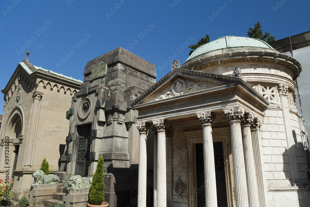 Tombs in spectacular Cemetery in Florence Italy