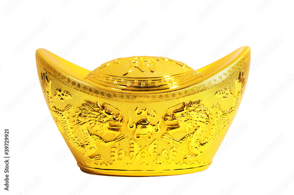 Chinese gold ingot mean symbols of wealth and prosperity Stock Photo