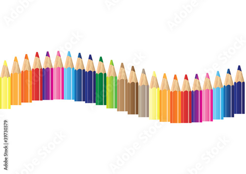 Background with color pencils. Vector