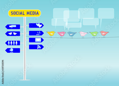 social media concept, illustration, free copy space