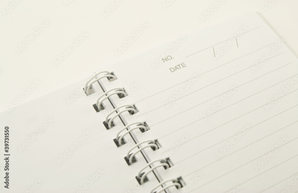 notebook for reminder with ring binder and pencil on white backg notebook for reminder with ring binder and pencil on white backg