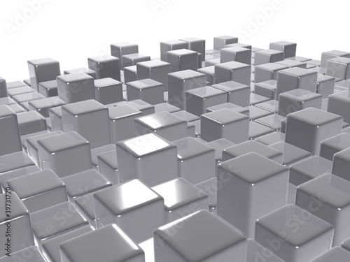 3d abstract background glossy grey cubes