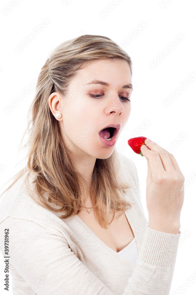 Beautiful woman eating strawberry Beautiful woman eating strawberry