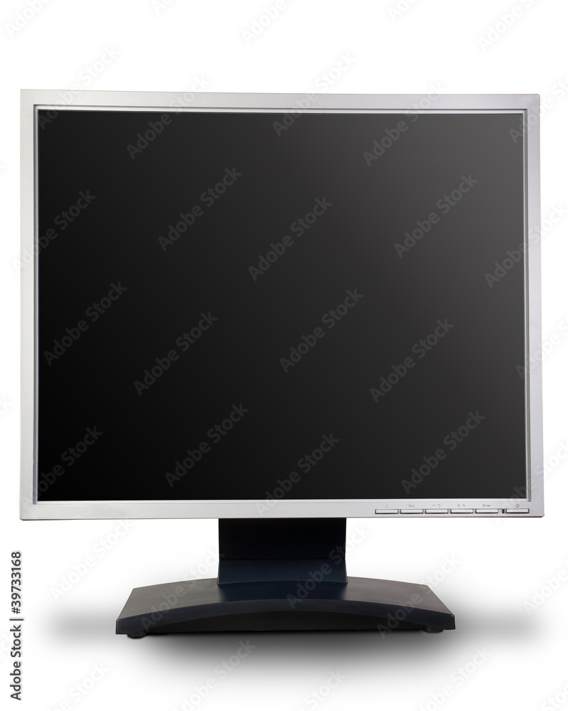One computer LCD monitor with black screen. One computer LCD monitor with black screen.