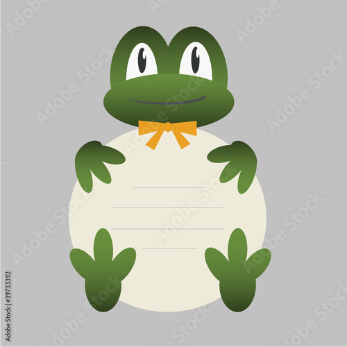 Green frog with banner