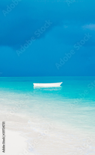 One white boat near the shore, Banyak Archipelago, Indonesia