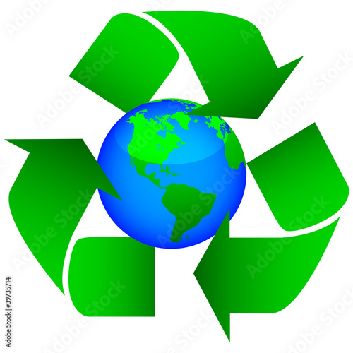 earth with recycling symbol