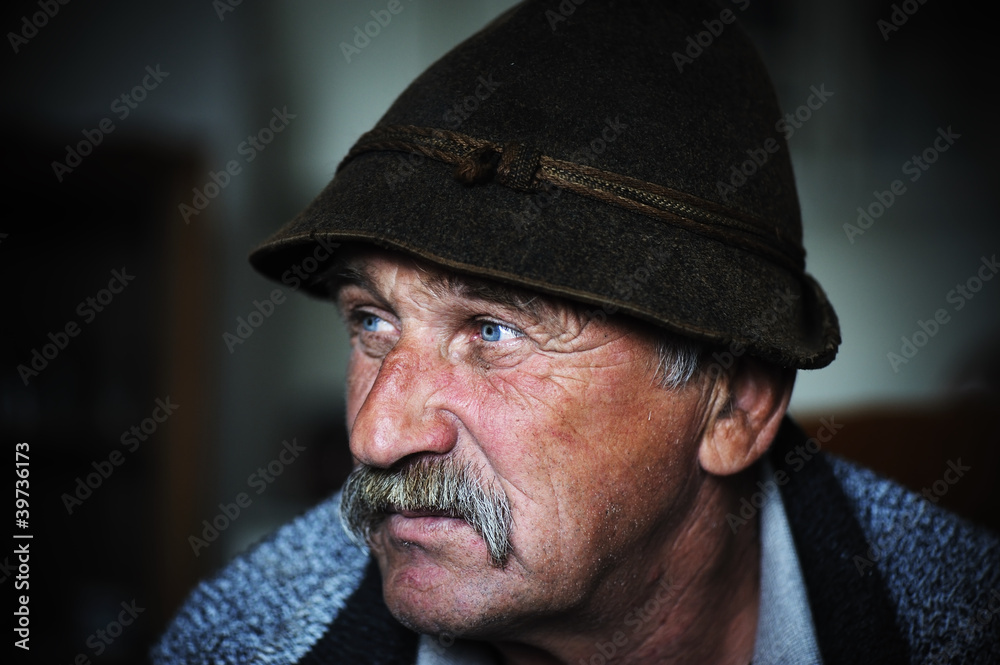 Portrait of old man with mustache Portrait of old man with mustache
