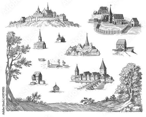 Town set illustration