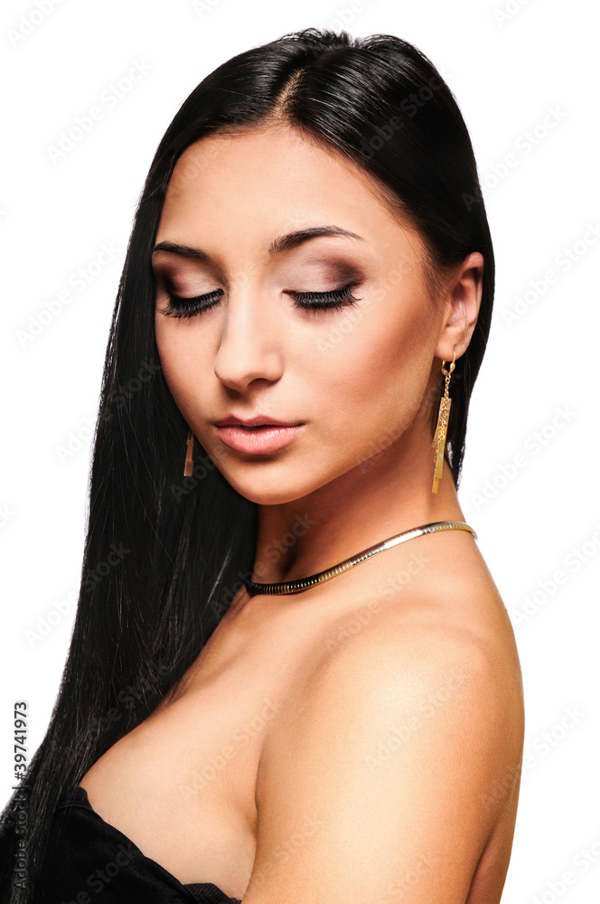 Naklejka premium girl showing make-up