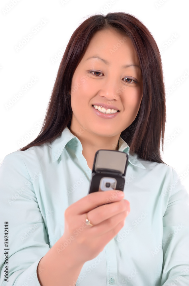 Portrait einer Geschäftsfrau mit Mobiltelefon Portrait einer Geschäftsfrau mit Mobiltelefon
