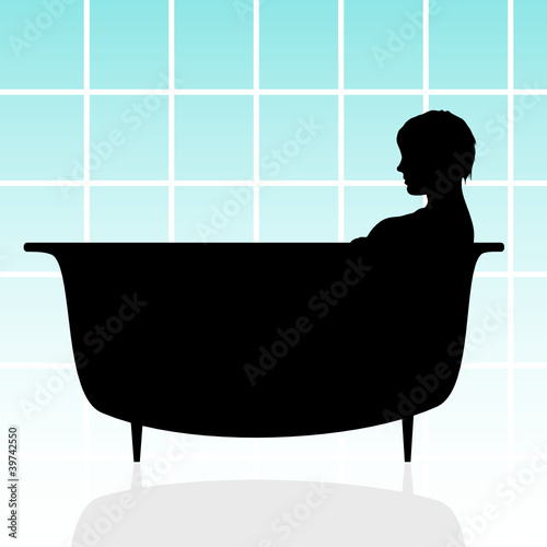 girl in bathtub vector illustration