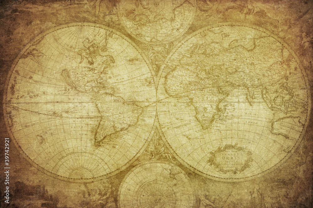 Obraz rocznika mapa świata.