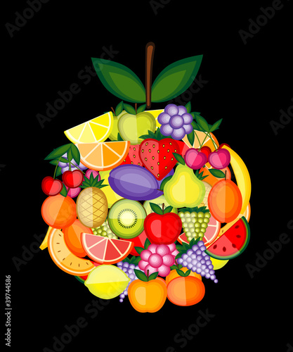 Fototapeta Naklejka Na Ścianę i Meble -  Apple shape made from fruits for your design