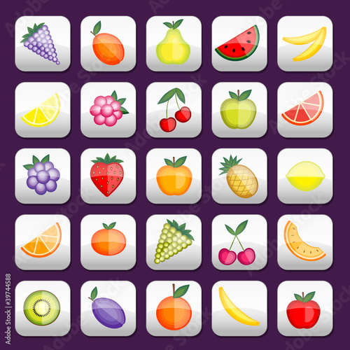 Buttons set with fruits for your design