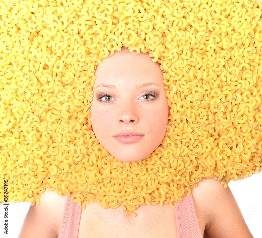 woman with pasta hair Stock Photo Adobe Stock
