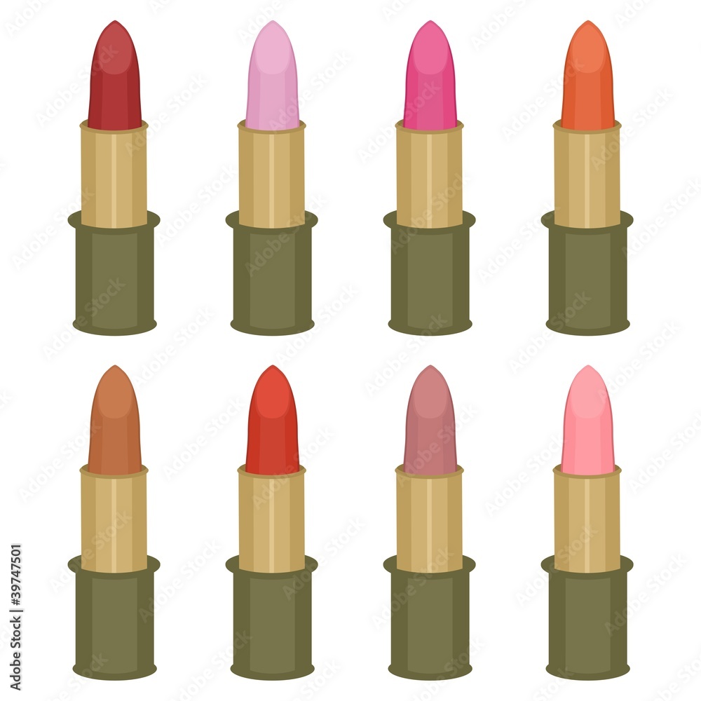 Obraz premium set with lipsticks on white