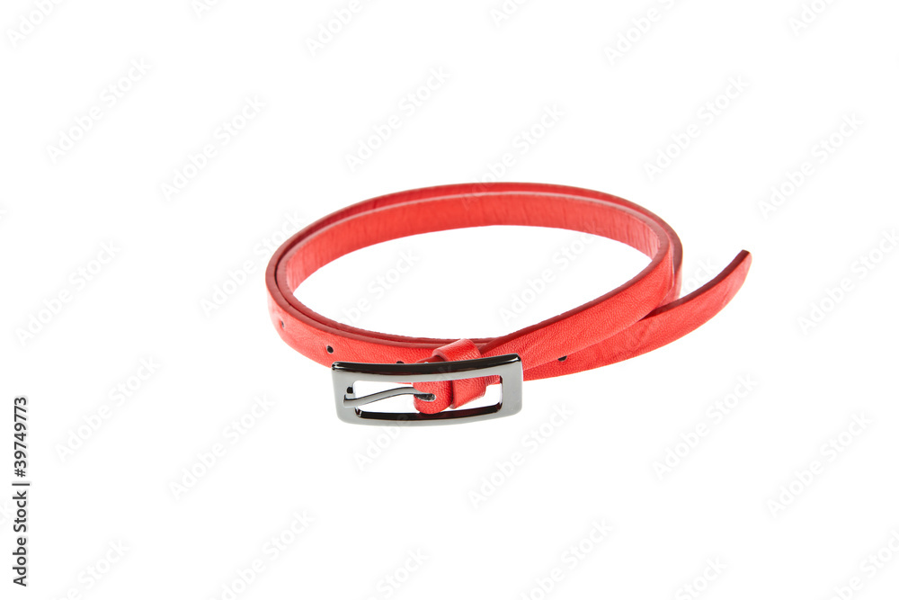 Red women style belt isolated on white background Red women style belt isolated on white background