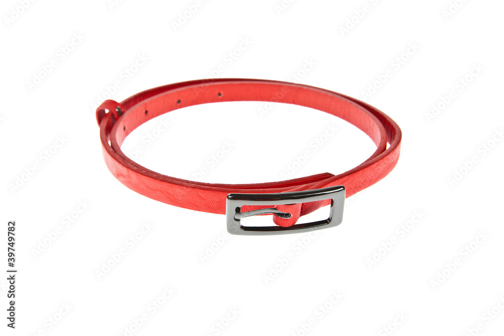 Red women style belt isolated on white background Red women style belt isolated on white background