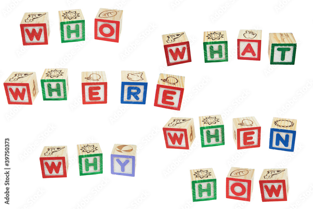 Question with Five W's One H, Who, What, Where, When, Why, How