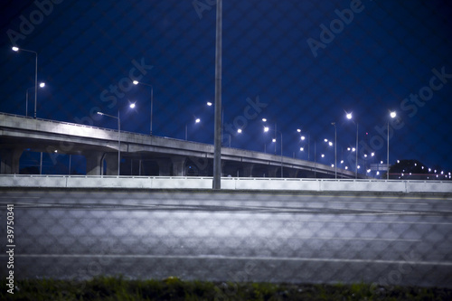 High way and the overpass at night scene
