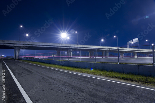 High way and the overpass at night scene
