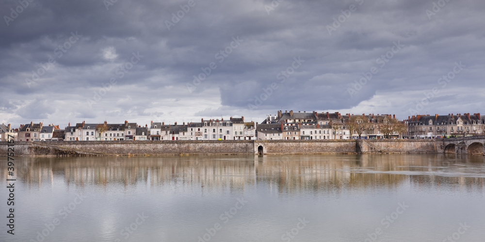reflected houses at Blois in France