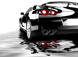 Acrylglasbilder Rot, Schwarz, Weiß Black car reflected  © Cla78