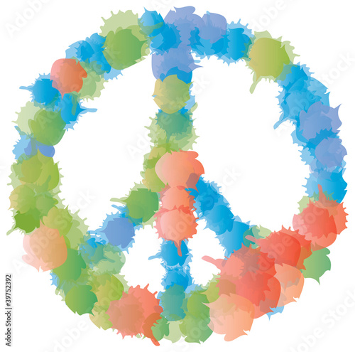Symbole Peace and Love - Taches colorées
