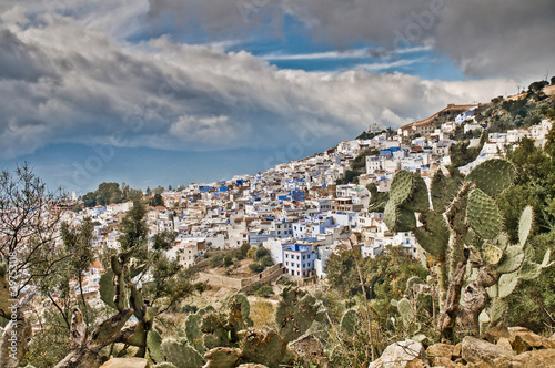 Chefchaouen blue town general view at Morocco photo