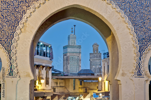 Bab Bou Jeloud gate at Fez, Morocco photo