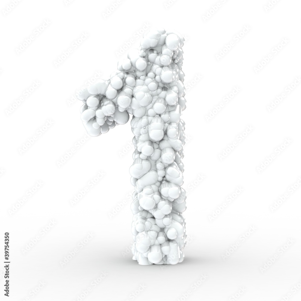 Texteffekt Moleküle weiss Zahl 1