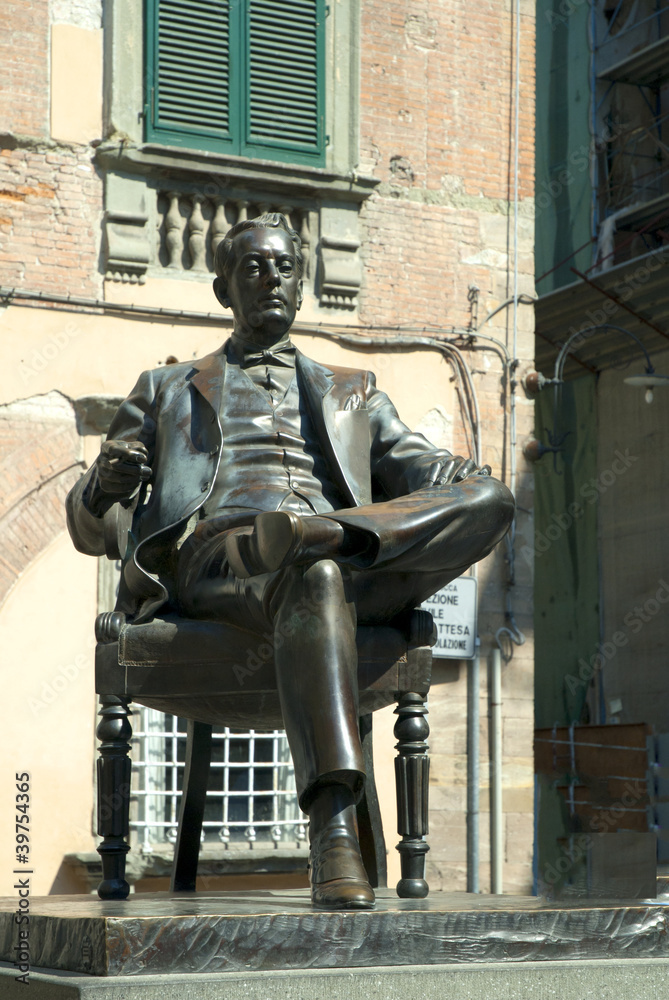 Statue of Puccini in Lucca in Tuscany Italy