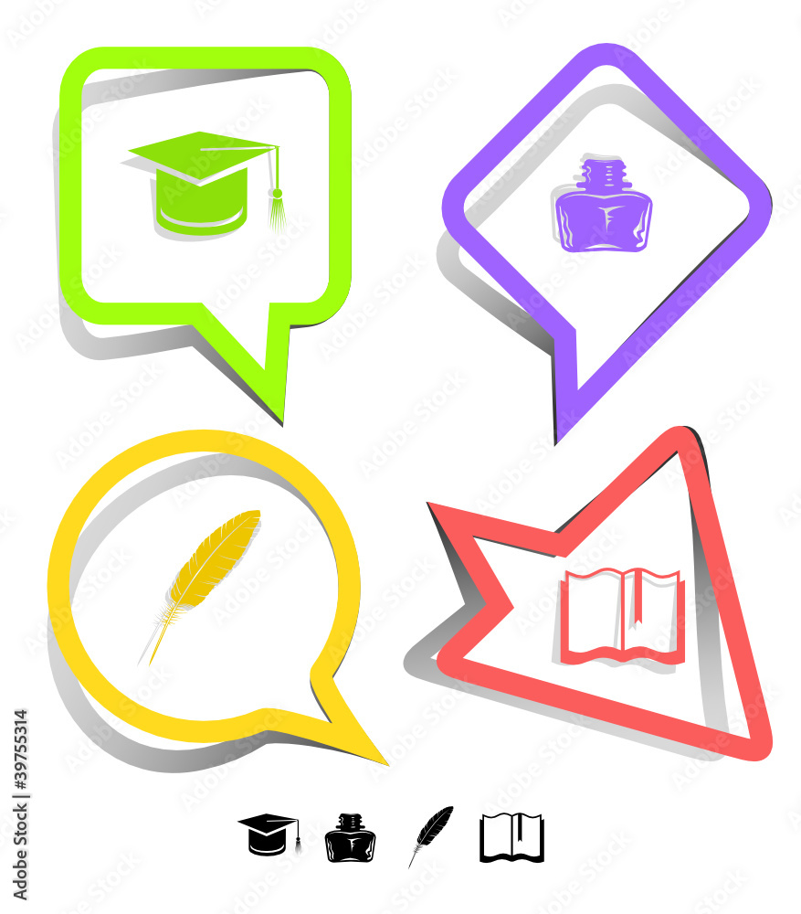 Education icon set. Paper stickers. Vector illustration. Education icon set. Paper stickers. Vector illustration.