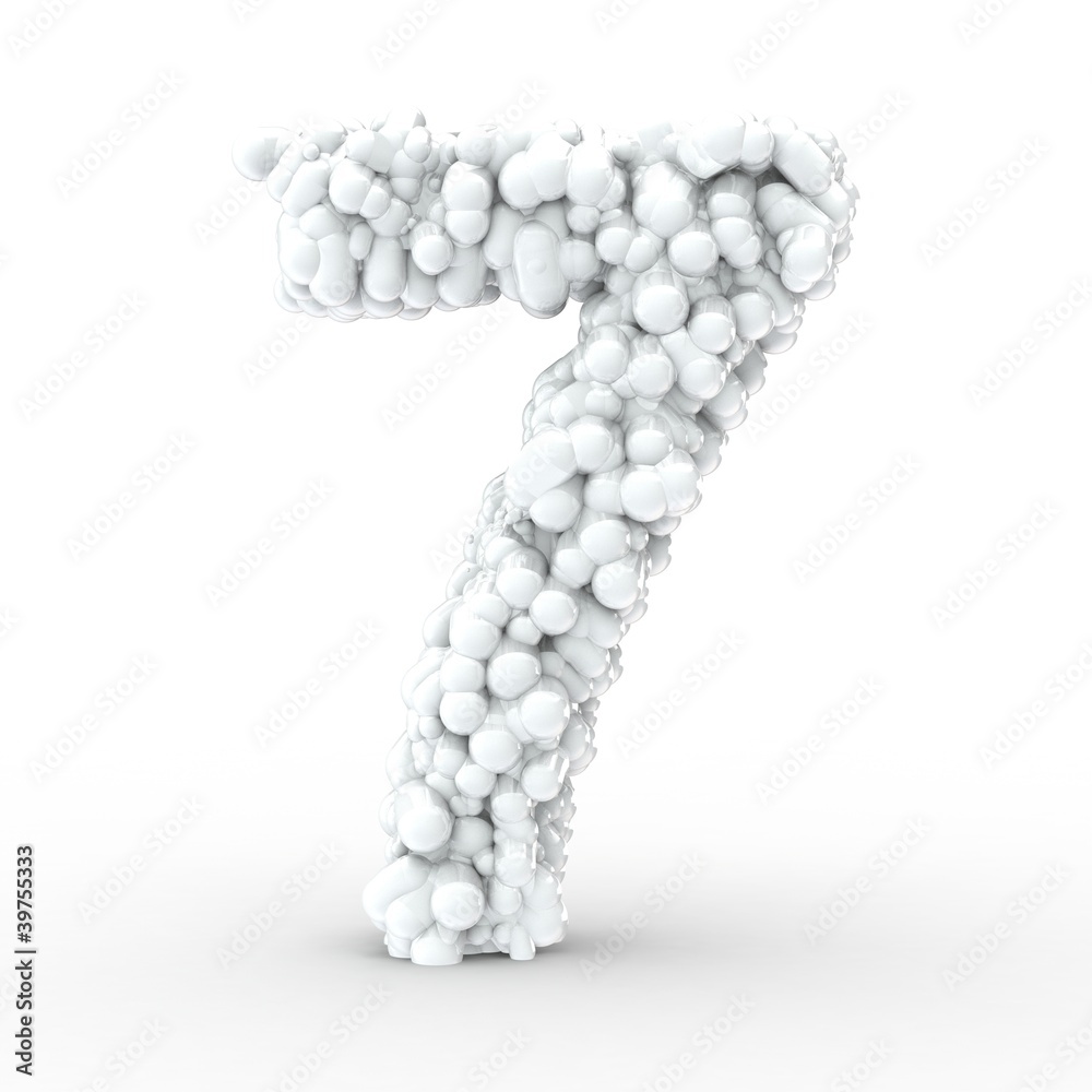 Texteffekt Moleküle weiss Zahl 7 Texteffekt Moleküle weiss Zahl 7