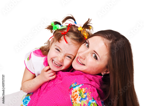 Laughing kid and her mother