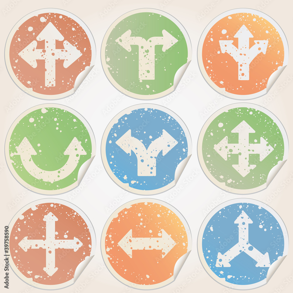 Obraz premium Vector arrows coloured grunge sticked