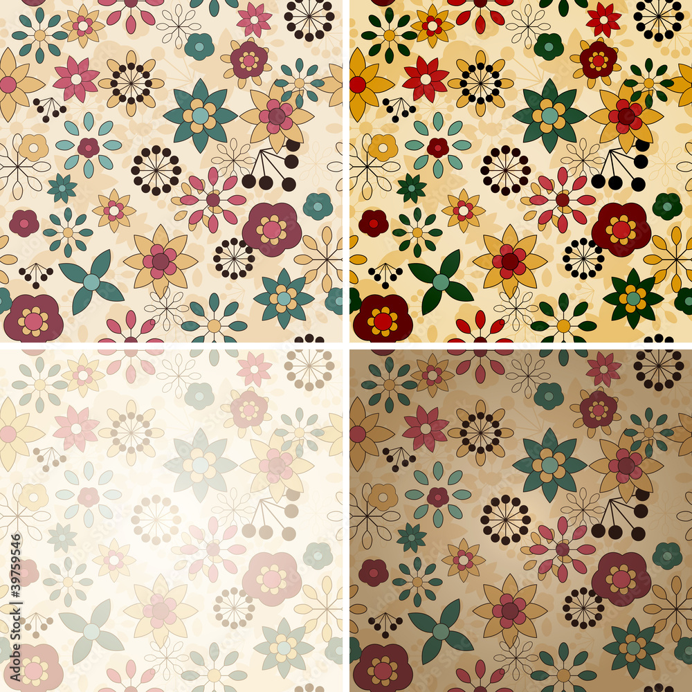 vector seamless spring floral patterns