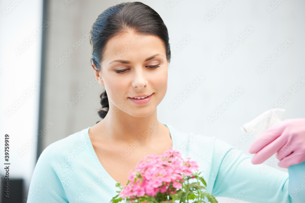 lovely housewife with flower