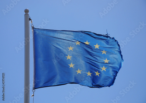 Flag of the European Union waving in the wind