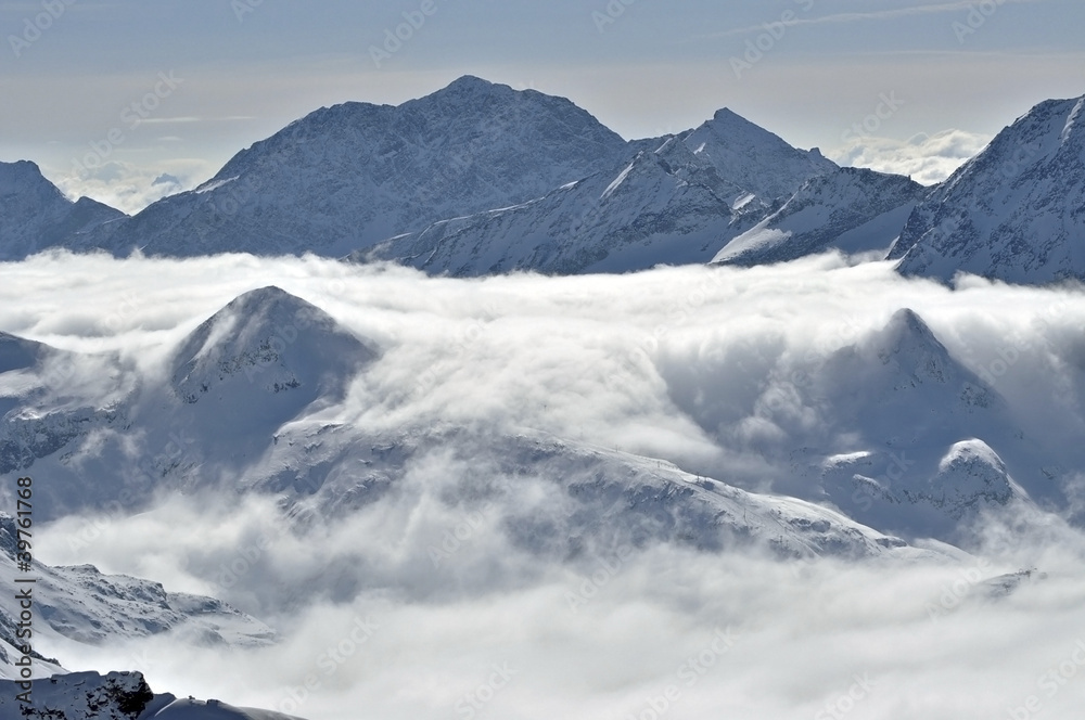 Winter view from Kitzsteinhorn peak ski resort, Austrian Alps Winter view from Kitzsteinhorn peak ski resort, Austrian Alps