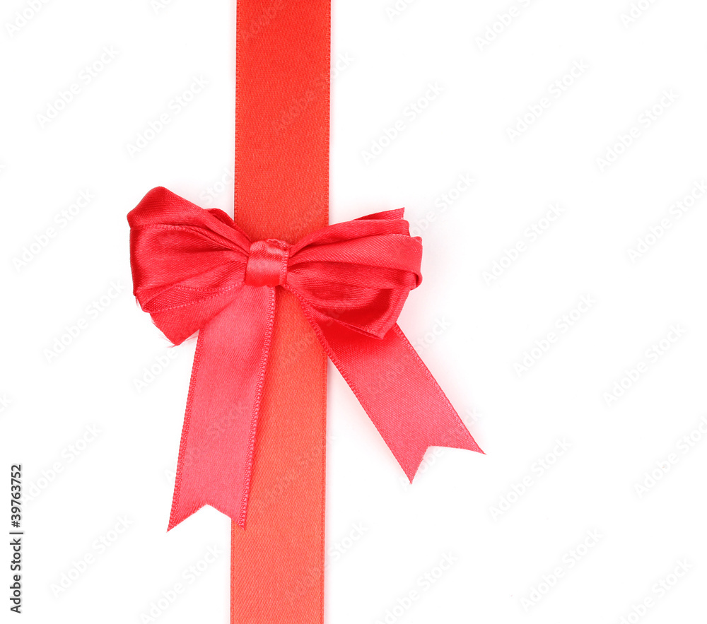 Red satin bow and ribbon isolated on white Red satin bow and ribbon isolated on white