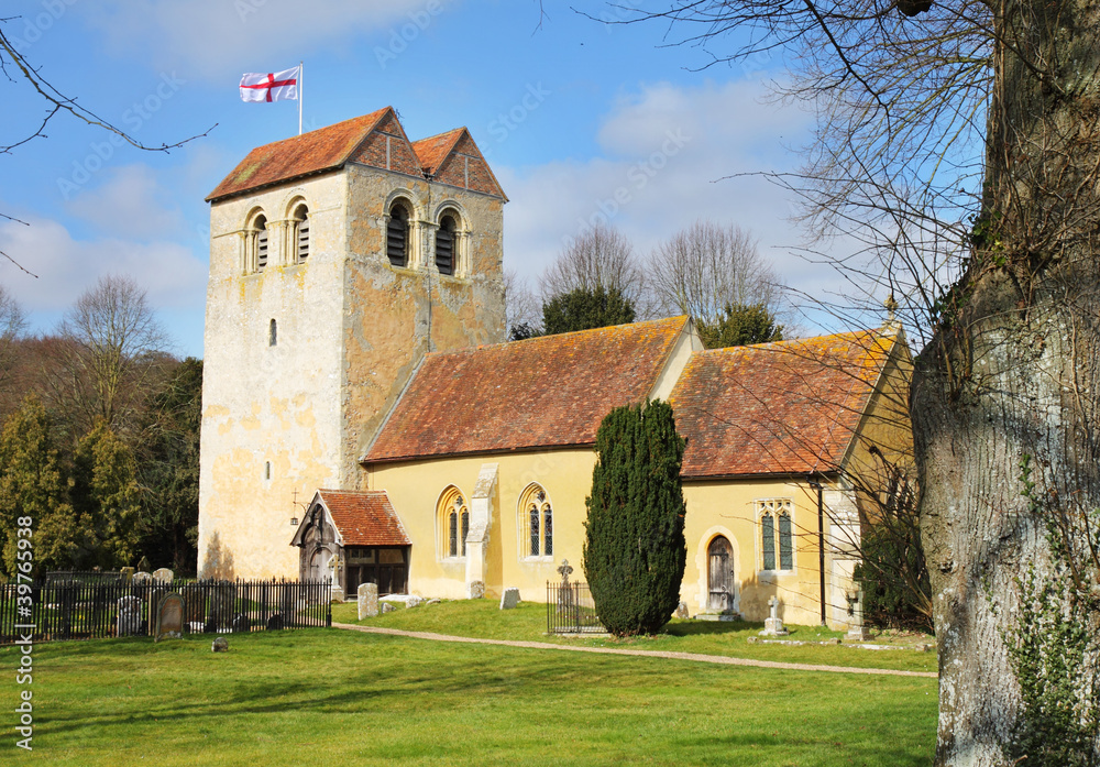 Medieval English Village Church and Tower