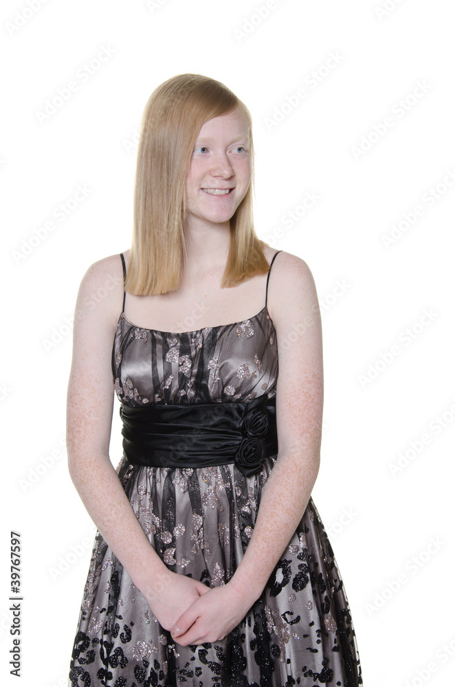 Cute blond teen girl on white background Cute blond teen girl on white background