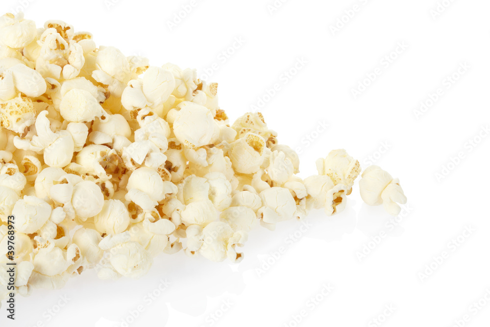 Popcorn pile on white, clipping path included