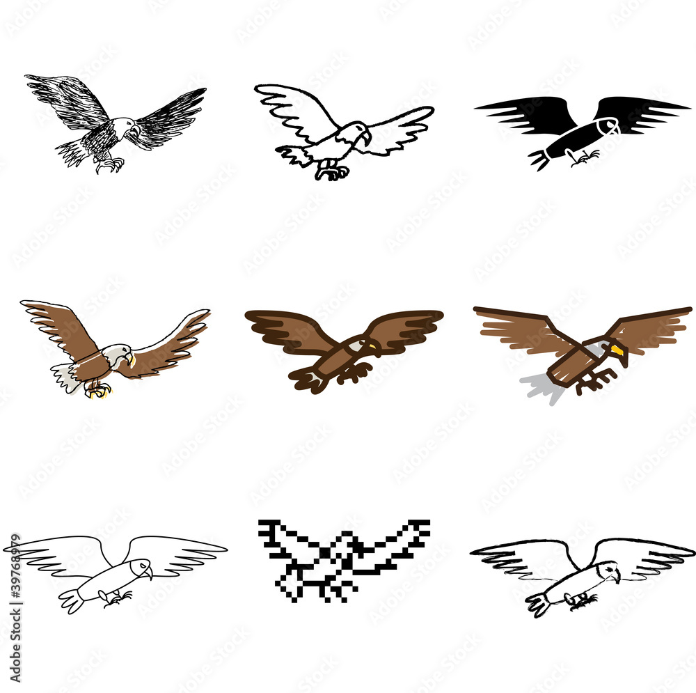 Obraz premium eagle icons vector set