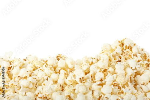 Popcorn on white, clipping path included