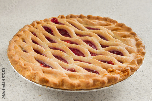 cherry pie in a kitchen