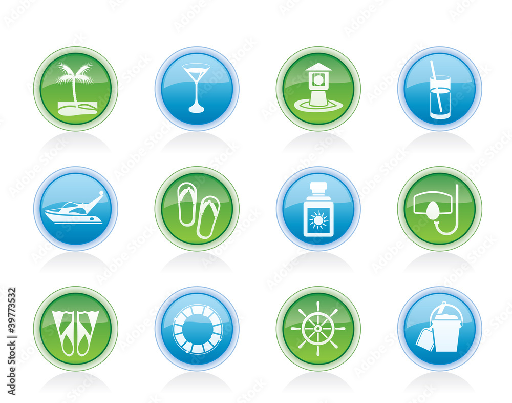 Sea, marine and holiday icons - vector icon set Sea, marine and holiday icons - vector icon set