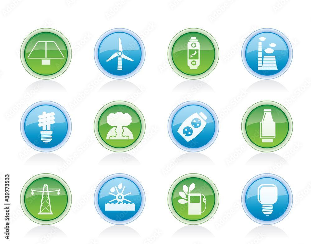 Power, energy and electricity icons - vector icon set Power, energy and electricity icons - vector icon set